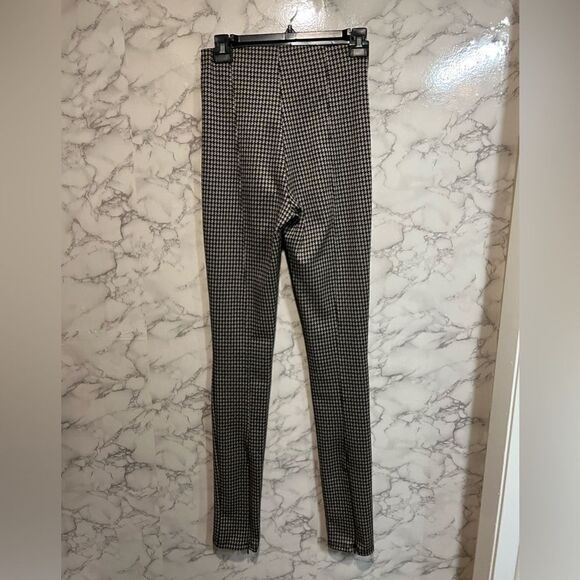 Zara Houndstooth Skinny Full Length Pants With Zipper on The Back of Leg Size S - Picture 4 of 4